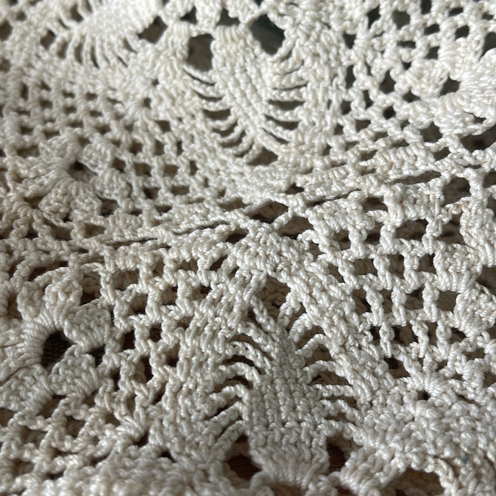 Homemade vintage doily hanging wall pocket - Picture 7 of 9